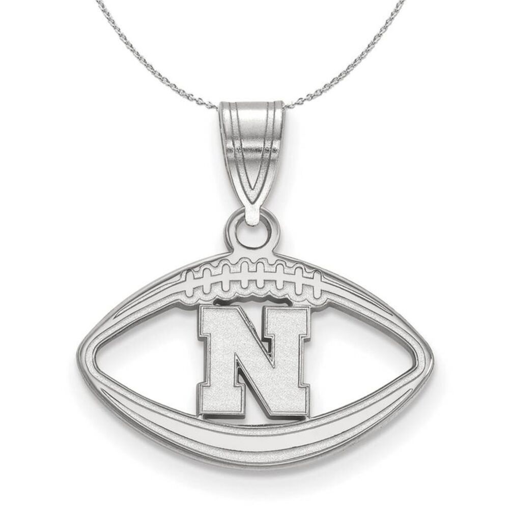 Sterling Silver U. of Nebraska Football Necklace - 24 Inch